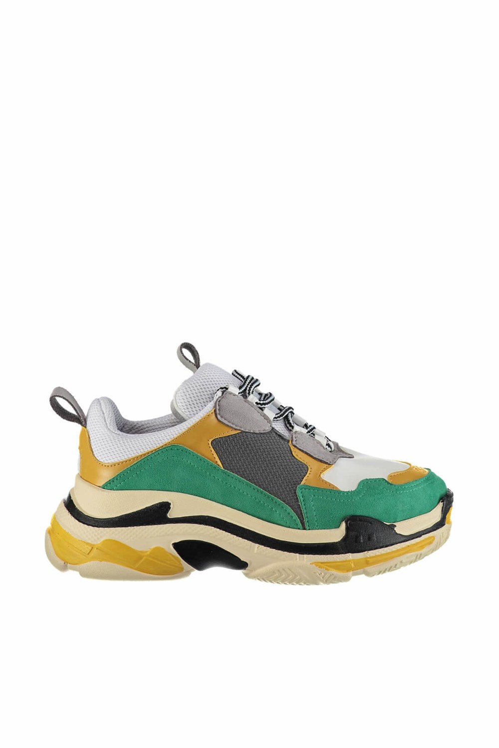 Fox Shoes Yeşil/Sarı/Beyaz Kadın Sneakers D592410102