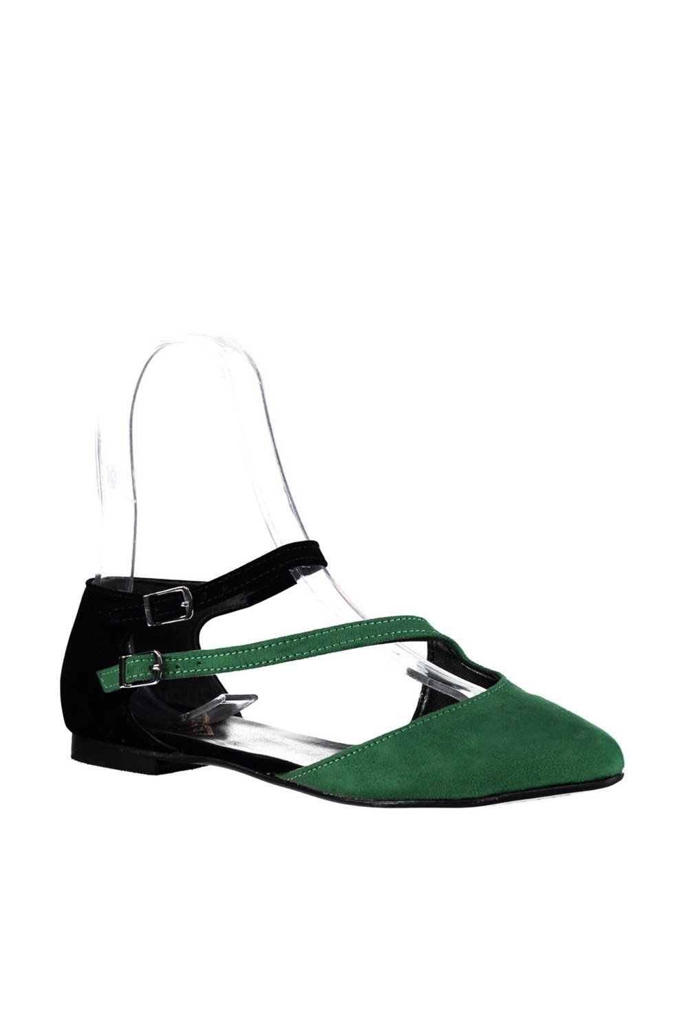 Fox Shoes Yeşil/Siyah Kadın Babet D726016902