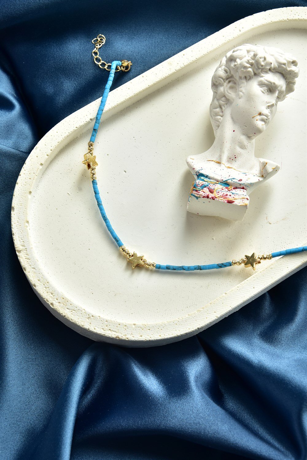 Gold Yıldız Uçlu Mavi Fimo Halhal KA071261