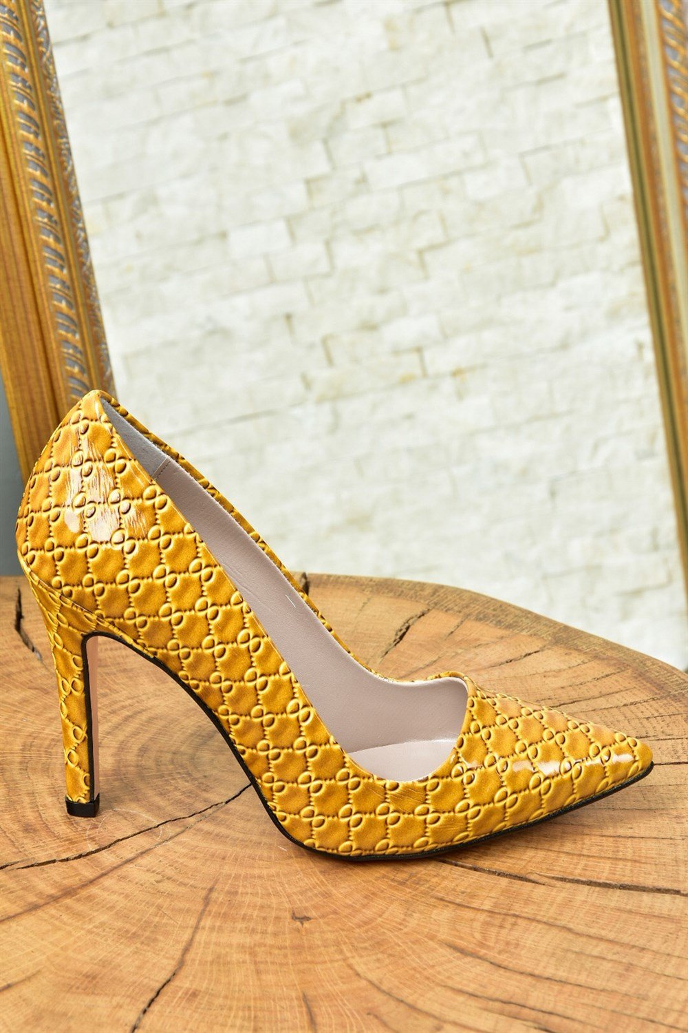 Hardal Rugan Baskı Kadın İnce Topuklu Stiletto L253971524