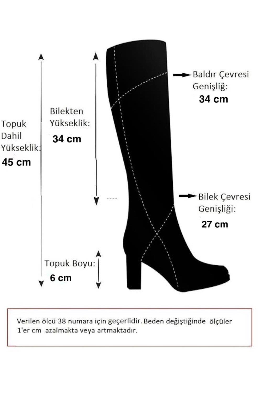 J848300111 Siyah Kroko Baskı Kalın Topuklu Kadın Çizme