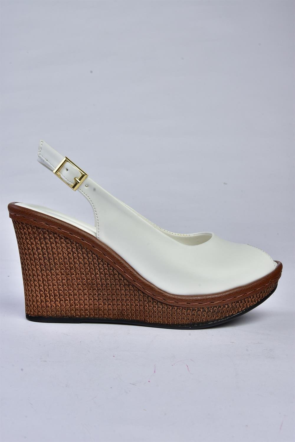 K674040709 Beyaz Dolgu Topuklu Kadın Ayakkabı