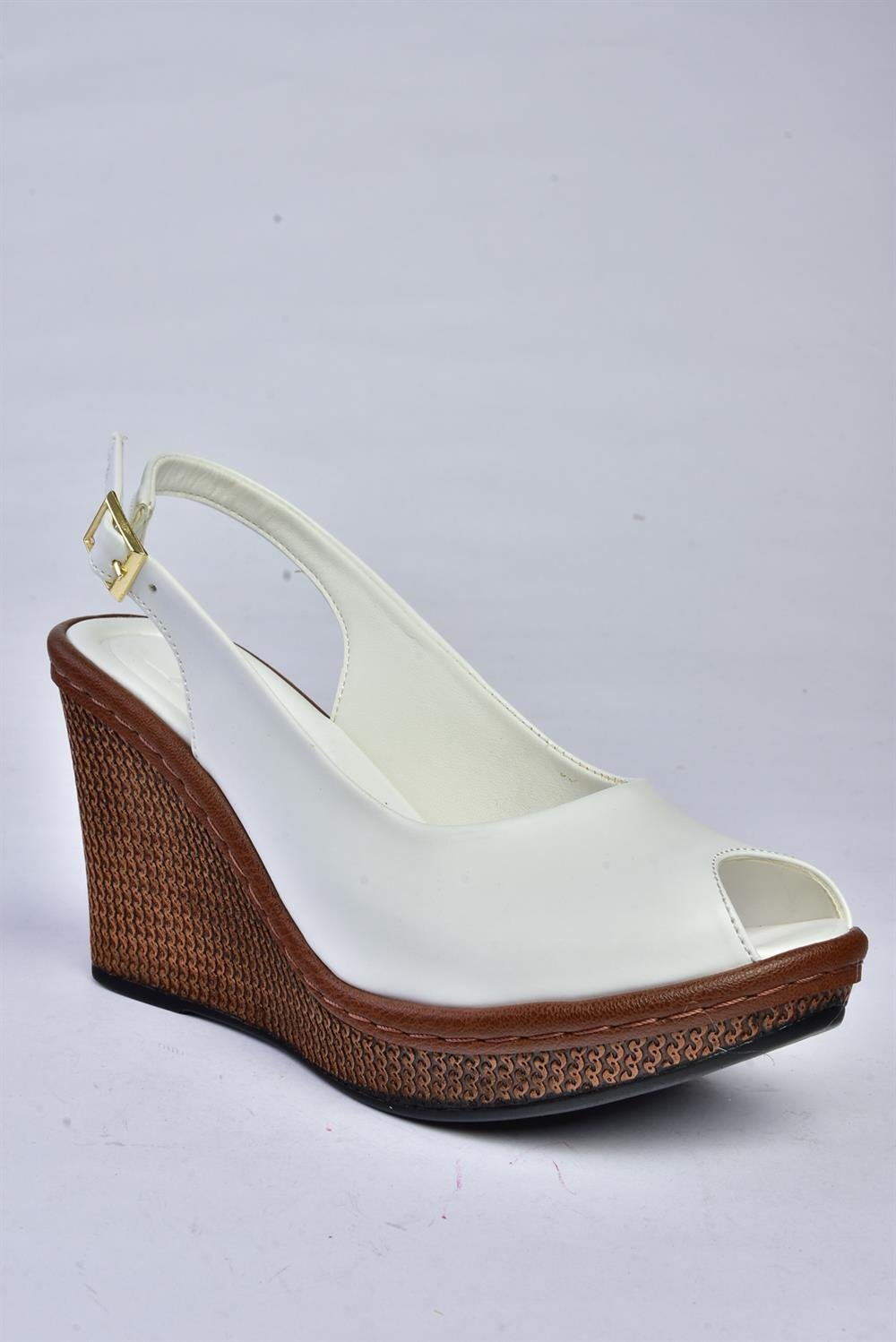 K674040709 Beyaz Dolgu Topuklu Kadın Ayakkabı
