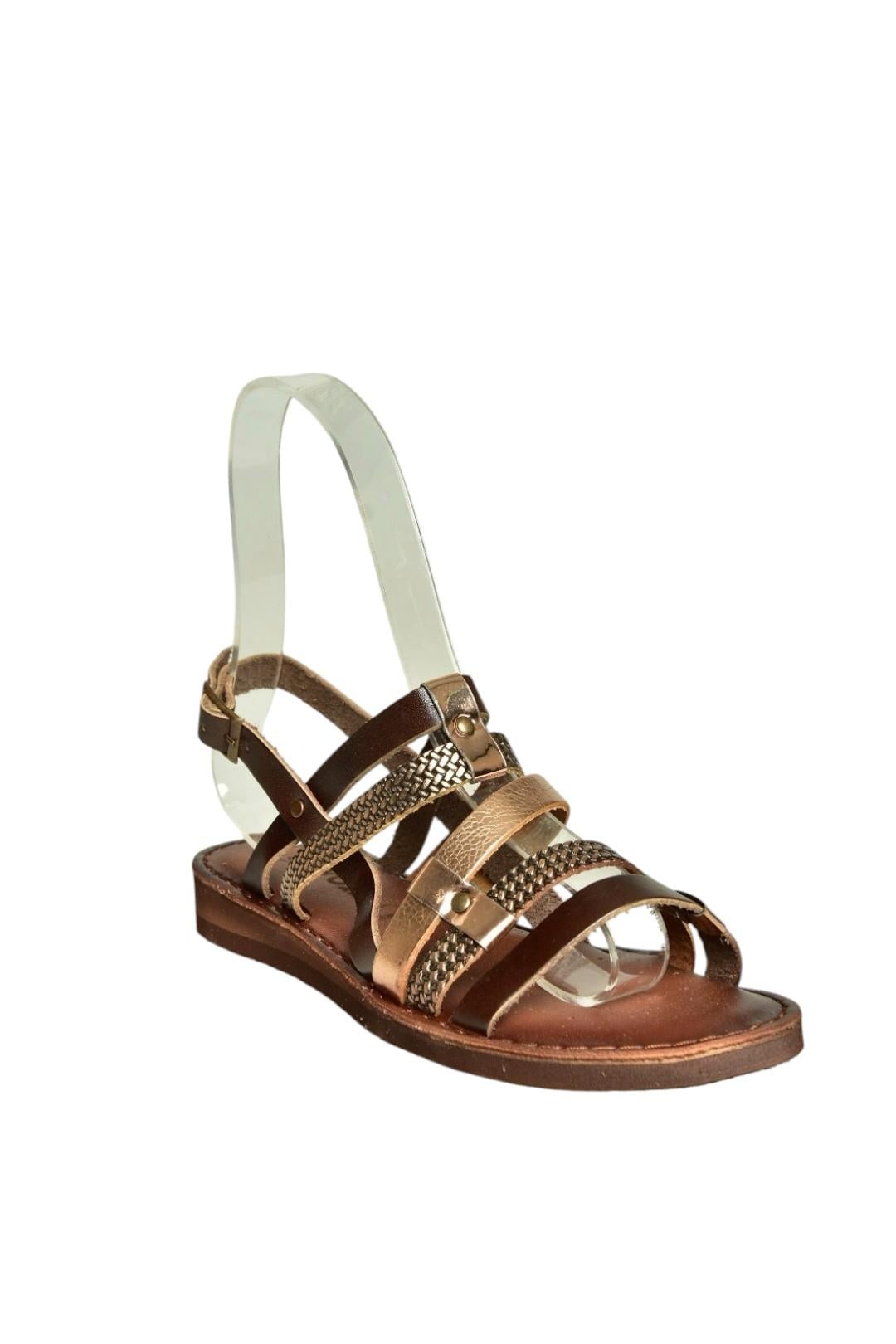 Kahverengi/Bronz Hakiki Deri Kadın Sandalet K374680103