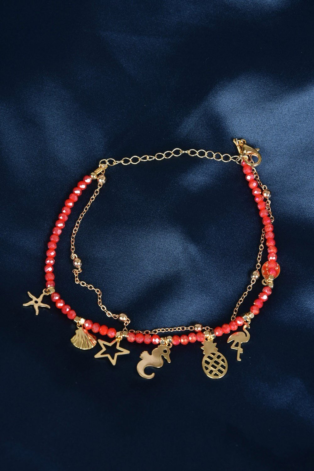 Kırmızı Kristal Sallantılı Halhal KA021105