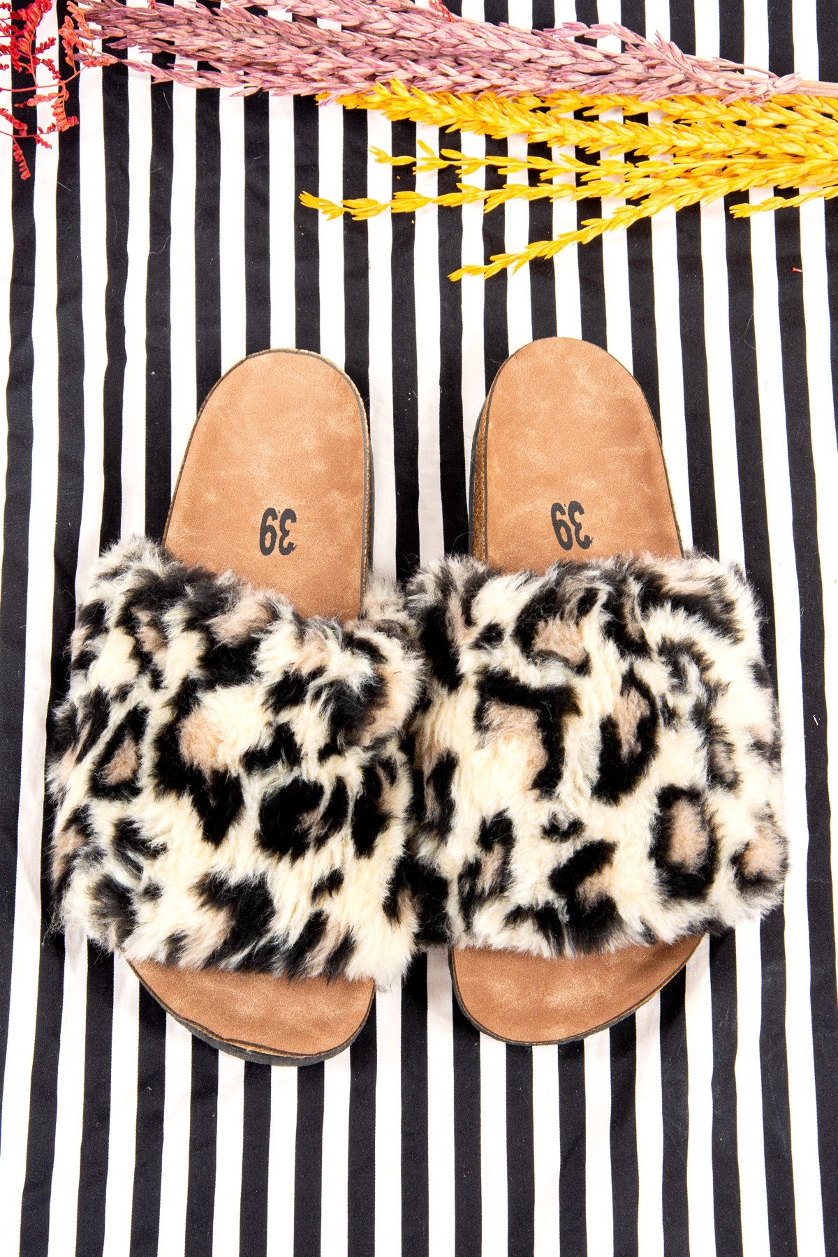Leopar Peluş Kadın Terlik J777612456