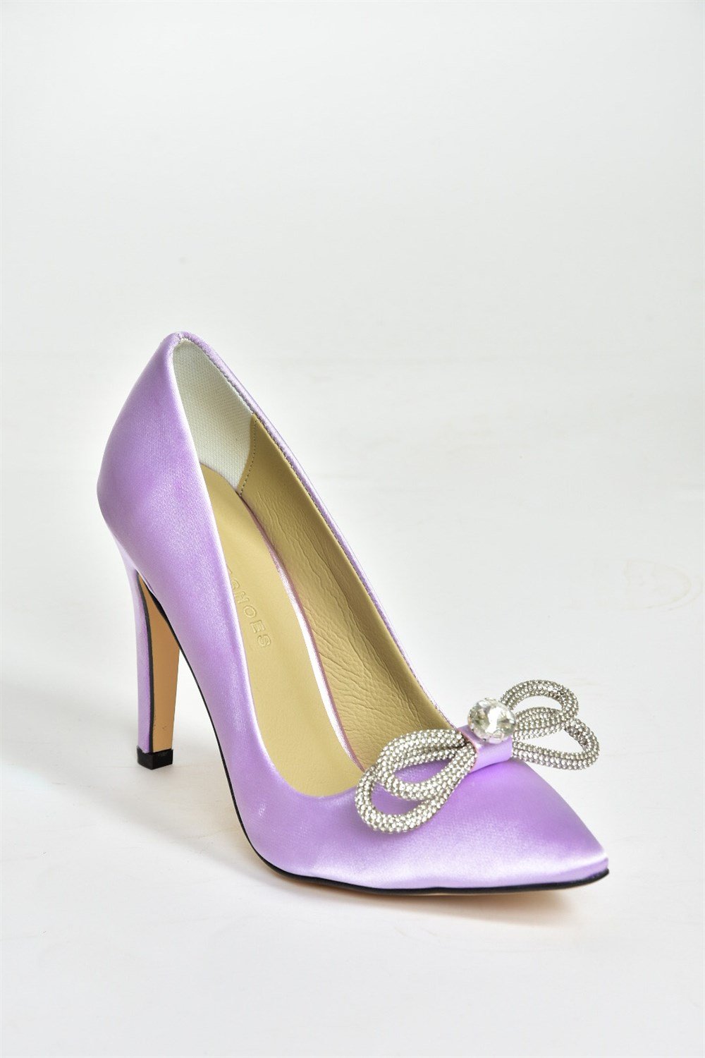 Lila  Saten Kumaş Taşlı Kadın Stiletto M253972004