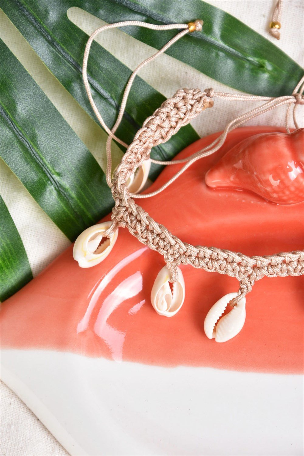 Makrome Deniz Kabuğu Sallantılı Halhal KA021093