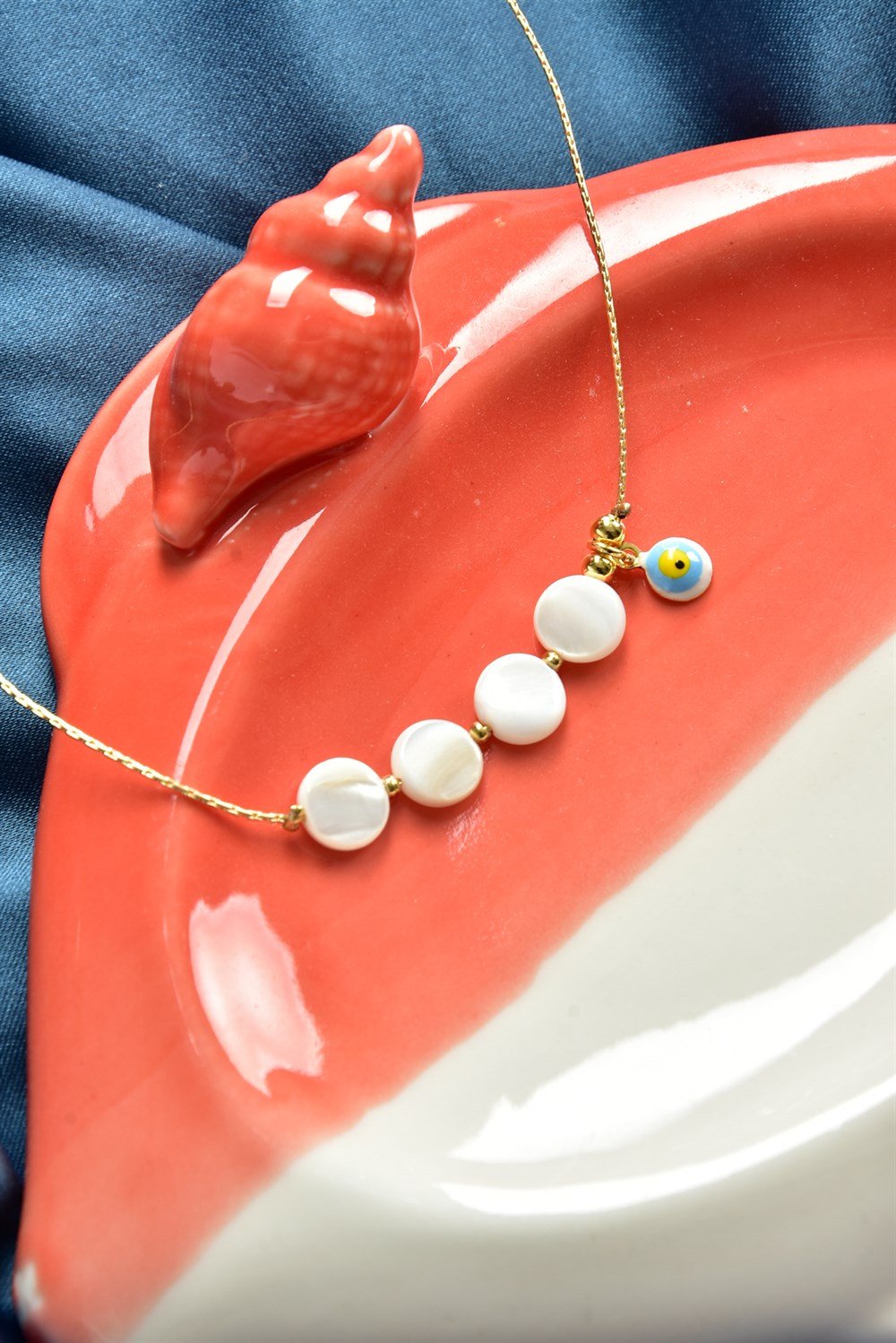 Nazar Boncuğu Detaylı Sedef Taşlı Halhal KA011209