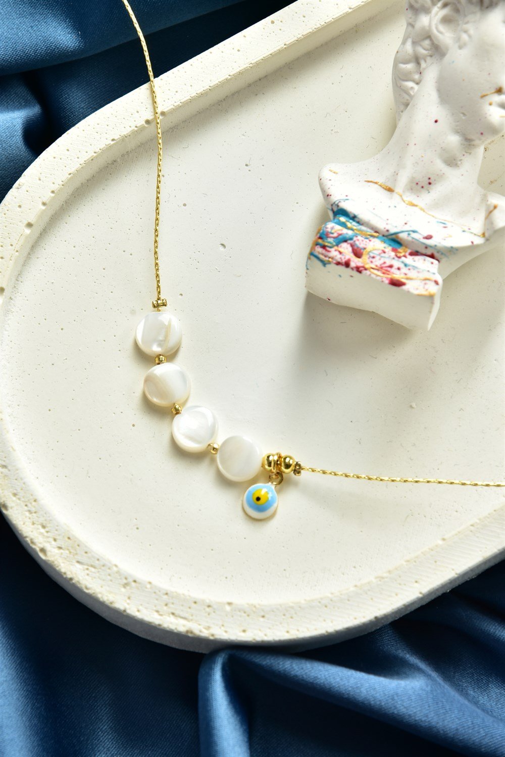 Nazar Boncuğu Detaylı Sedef Taşlı Halhal KA011209