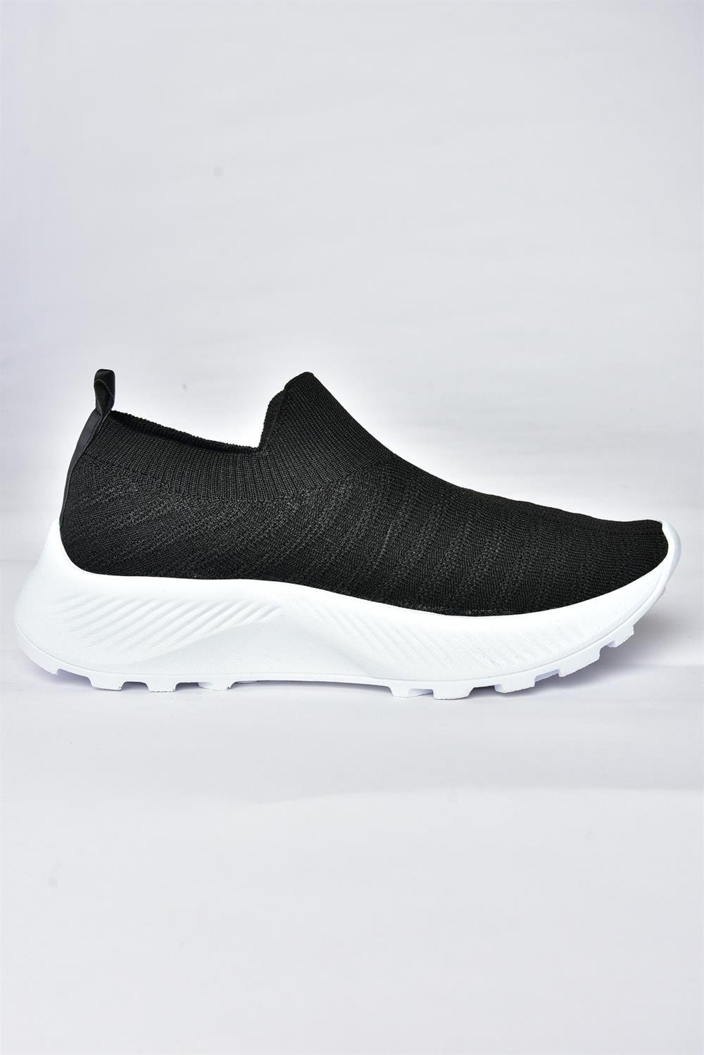 P239503304 Siyah/Beyaz Triko Kumaş Kadın Spor Ayakkabı Sneakers