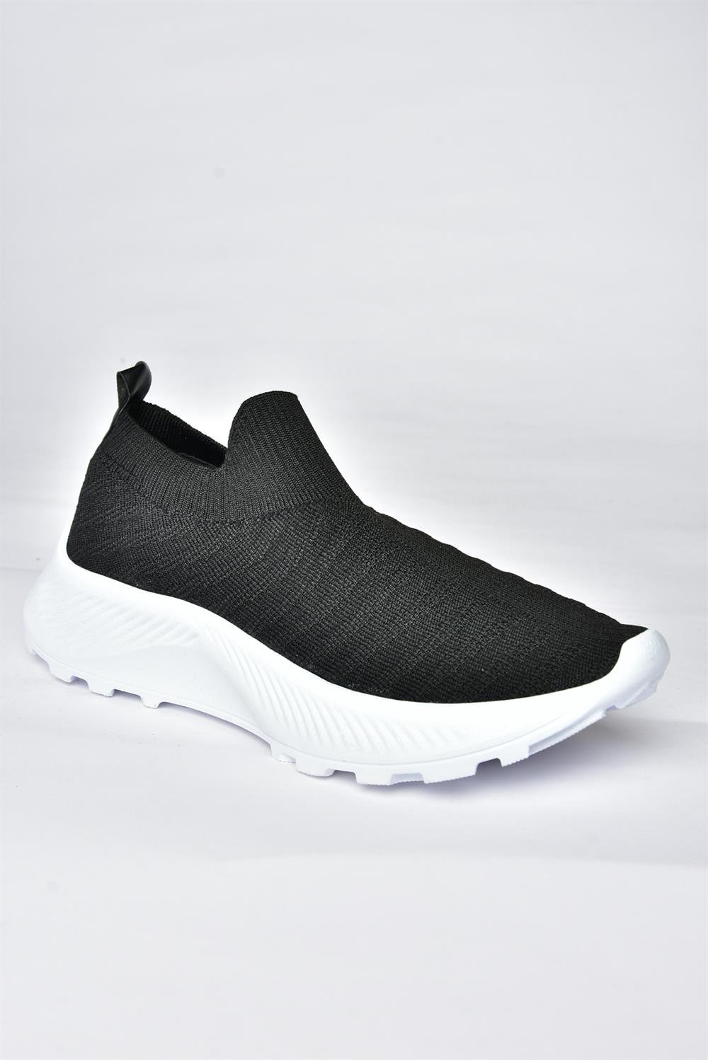 P239503304 Siyah/Beyaz Triko Kumaş Kadın Spor Ayakkabı Sneakers