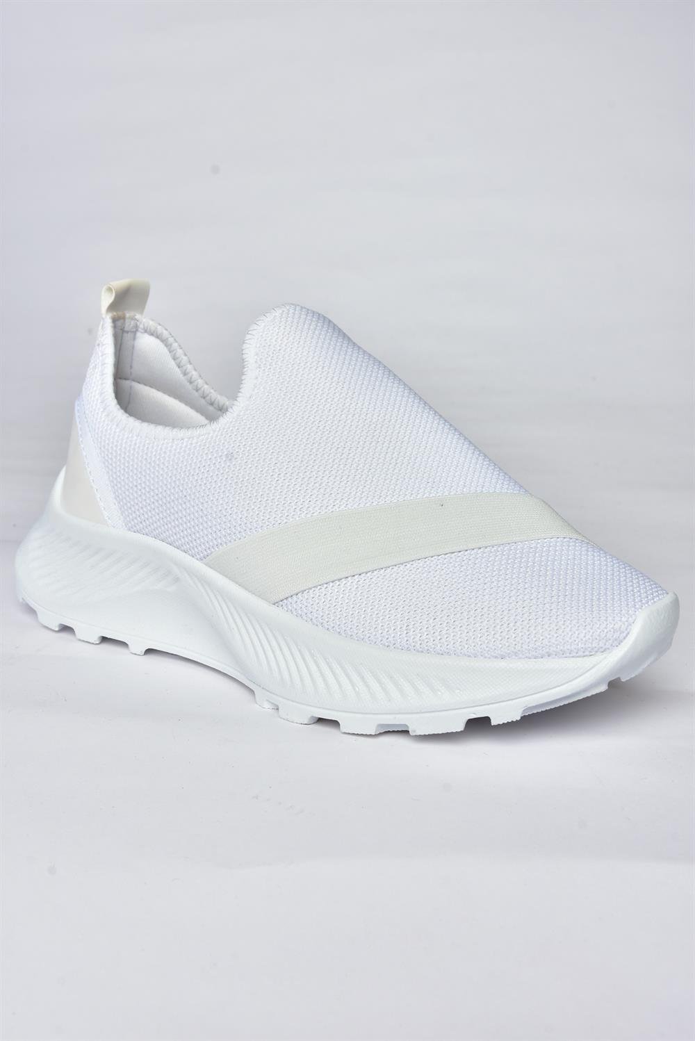 P239605304 Beyaz Triko Kumaş Kadın Spor Ayakkabı Sneakers