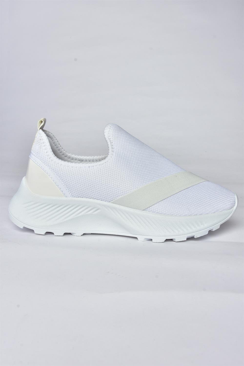 P239605304 Beyaz Triko Kumaş Kadın Spor Ayakkabı Sneakers