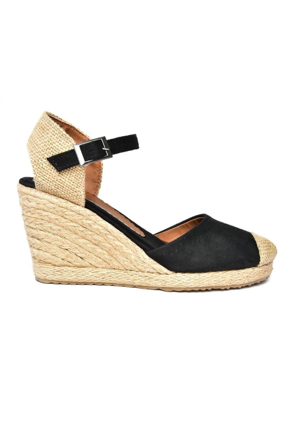 P241612002 Siyah Süet Dolgu Topuklu Kadın Ayakkabı