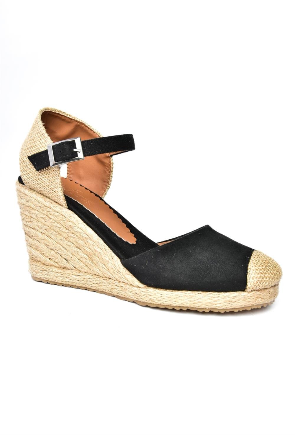 P241612002 Siyah Süet Dolgu Topuklu Kadın Ayakkabı