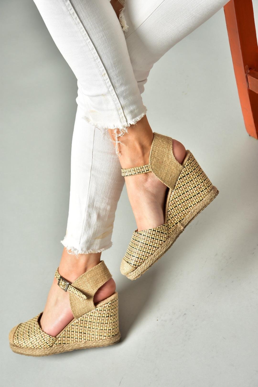 P241612004 Ten Kumaş Dolgu Topuklu Kadın Ayakkabı