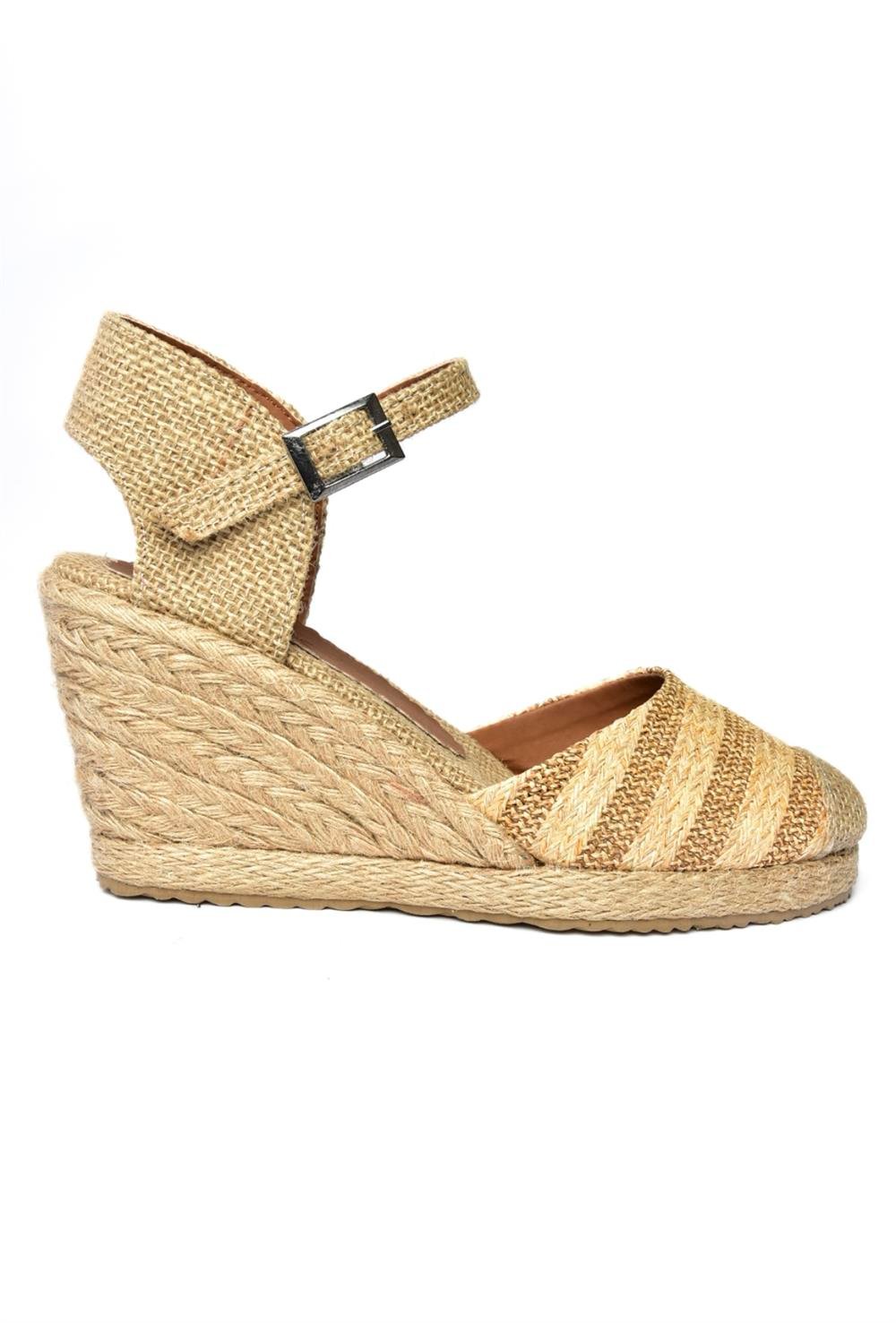 P241612017 Ten Hasır Dolgu Topuklu Kadın Ayakkabı