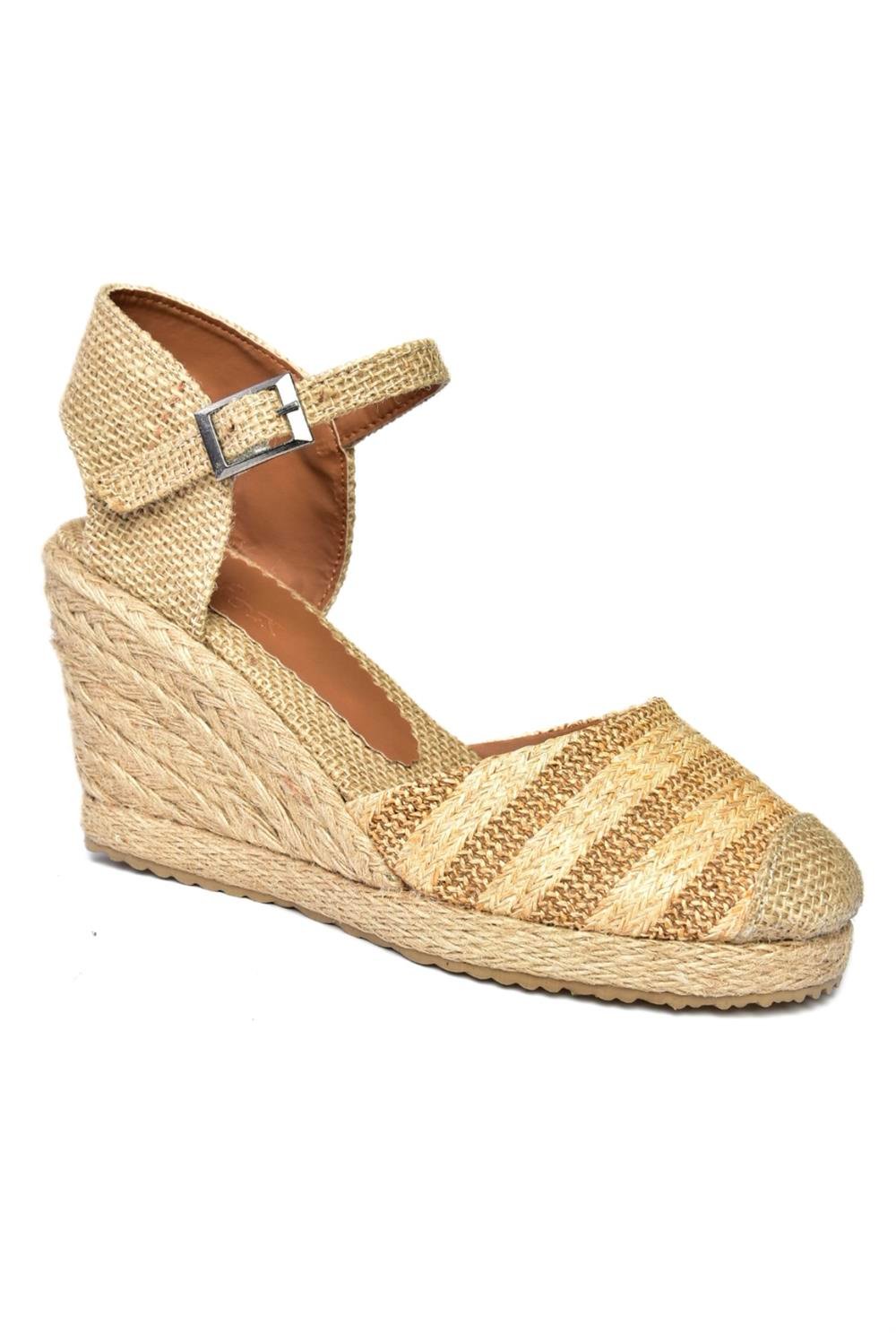 P241612017 Ten Hasır Dolgu Topuklu Kadın Ayakkabı