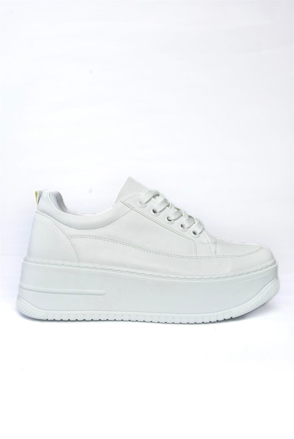 P274117509 Beyaz Yüksek Tabanlı Kadın Spor Ayakkabı Sneakers
