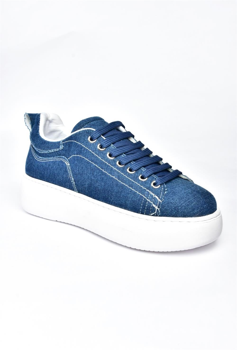 P404004210 Lacivert Kot Kumaş Kadın Spor Ayakkabı Sneakers