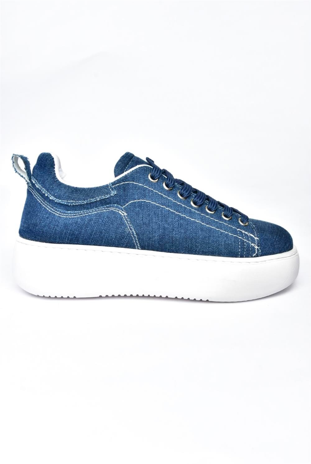 P404004210 Lacivert Kot Kumaş Kadın Spor Ayakkabı Sneakers