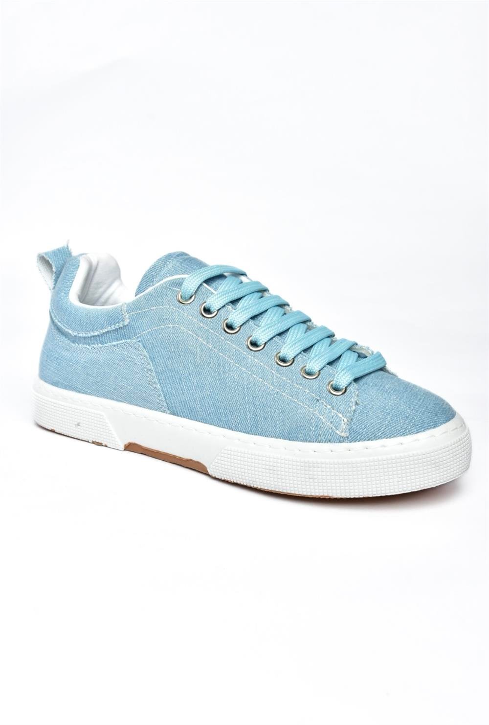 P404008210 Mavi Kot Kumaş Kadın Spor Ayakkabı Sneakers