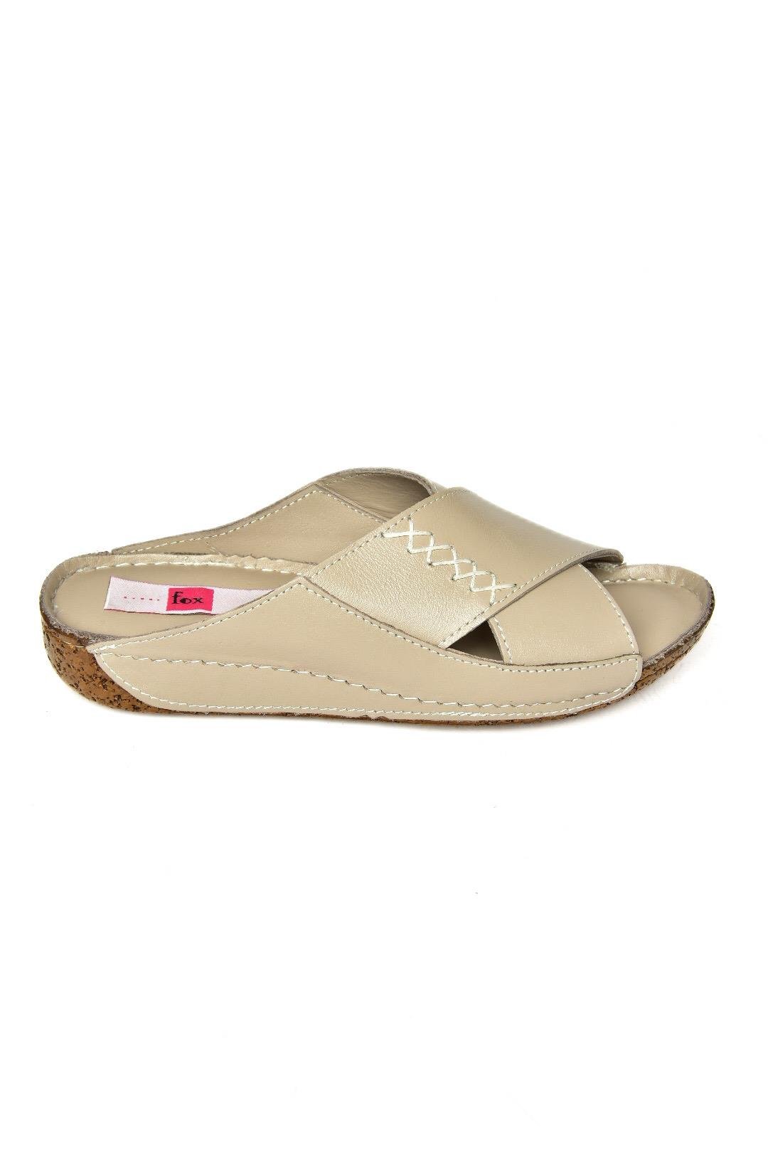 P555091203 Vizon Hakiki Deri Comfort Ortopedik Taban Kadın Terlik
