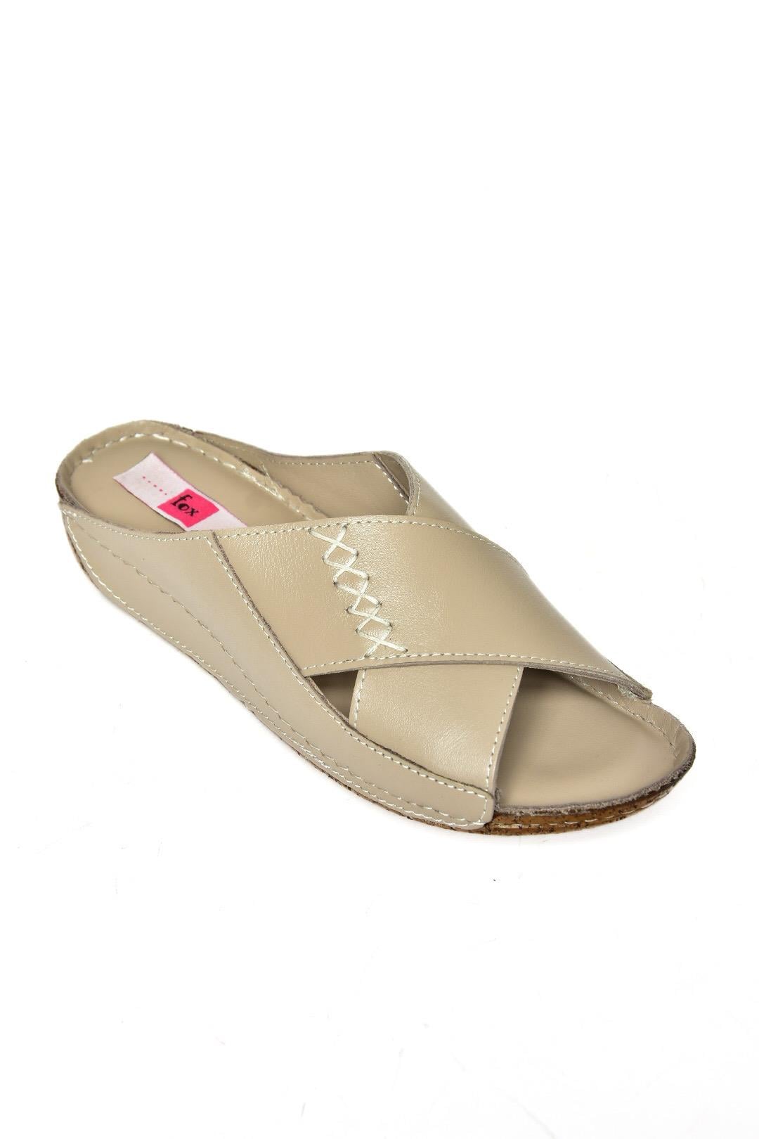 P555091203 Vizon Hakiki Deri Comfort Ortopedik Taban Kadın Terlik