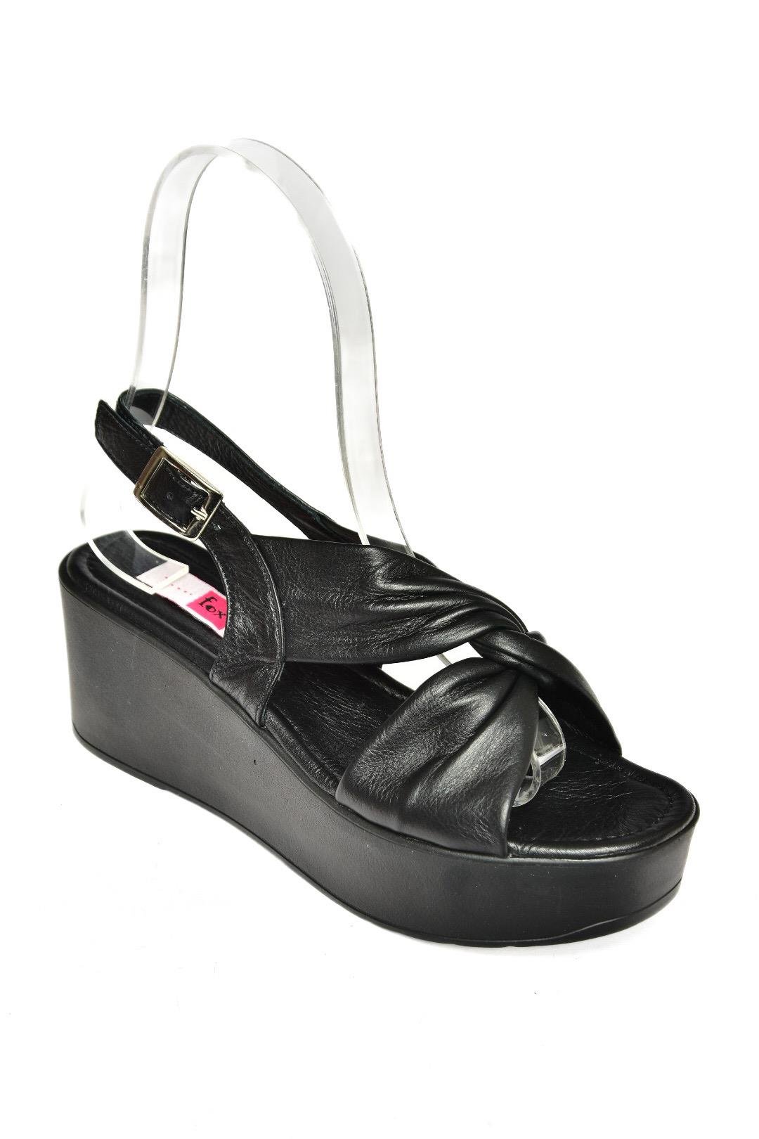 P555750803 Siyah Hakiki Deri Comfort Ortopedik Taban Dolgu Topuklu Ayakkabı