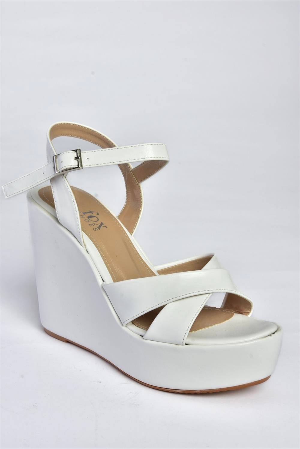 P572280409 Beyaz Dolgu Topuklu Kadın Ayakkabı