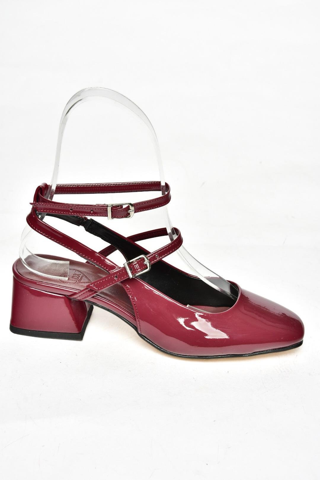 P654137008 Bordo Rugan Mary Jane Alçak Topuklu Kadın Ayakkabı Maryjane