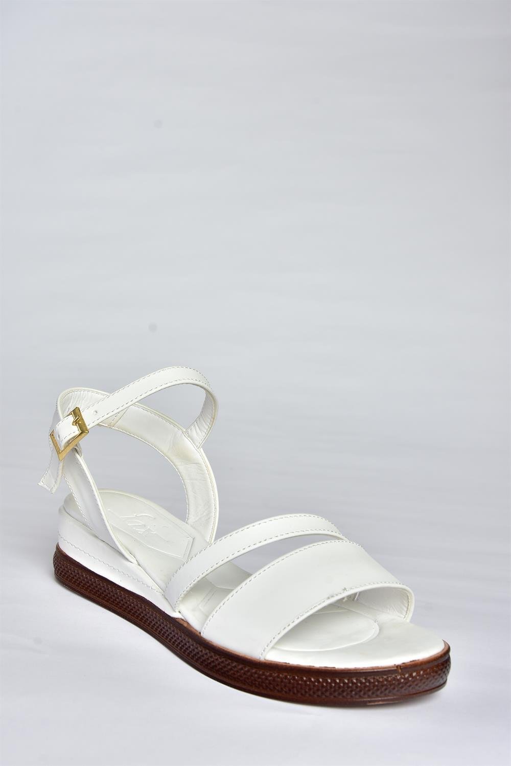 P674300709 Beyaz Dolgu Topuklu Günlük Kadın Sandalet