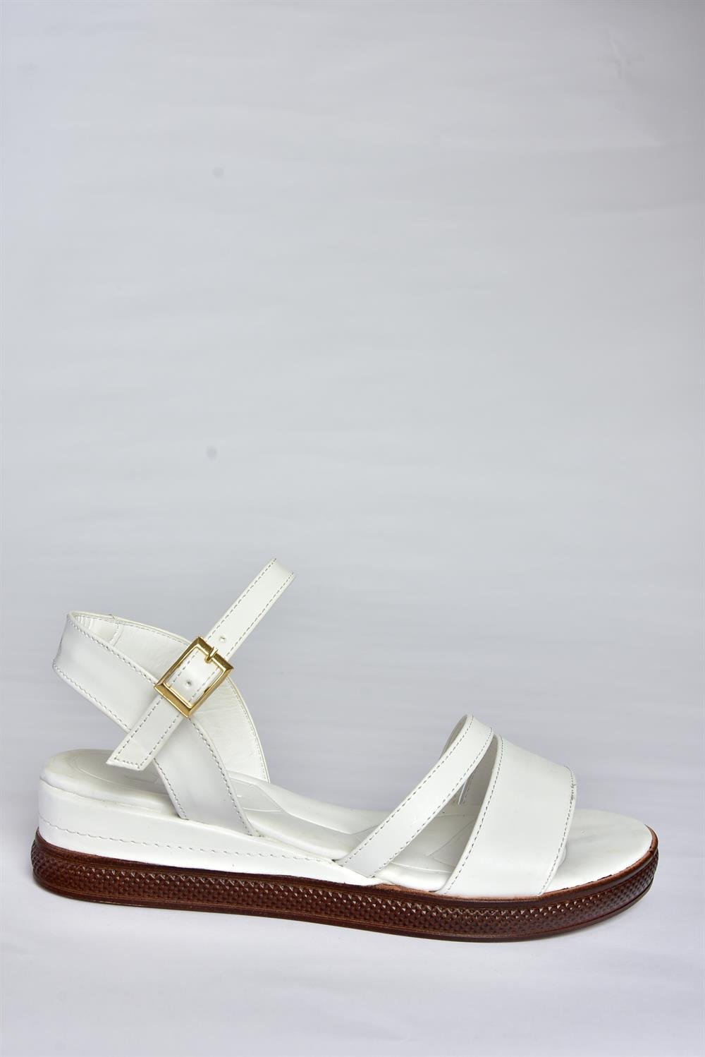 P674300709 Beyaz Dolgu Topuklu Günlük Kadın Sandalet