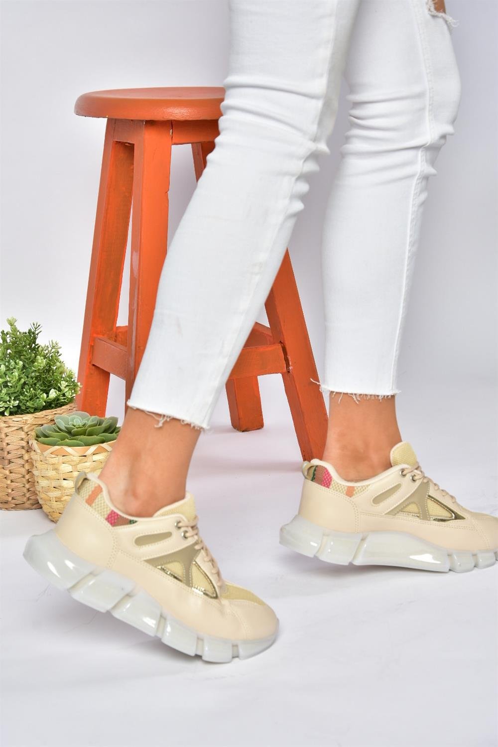 P702017909 Bej Günlük Kadın Spor Ayakkabı Sneakers