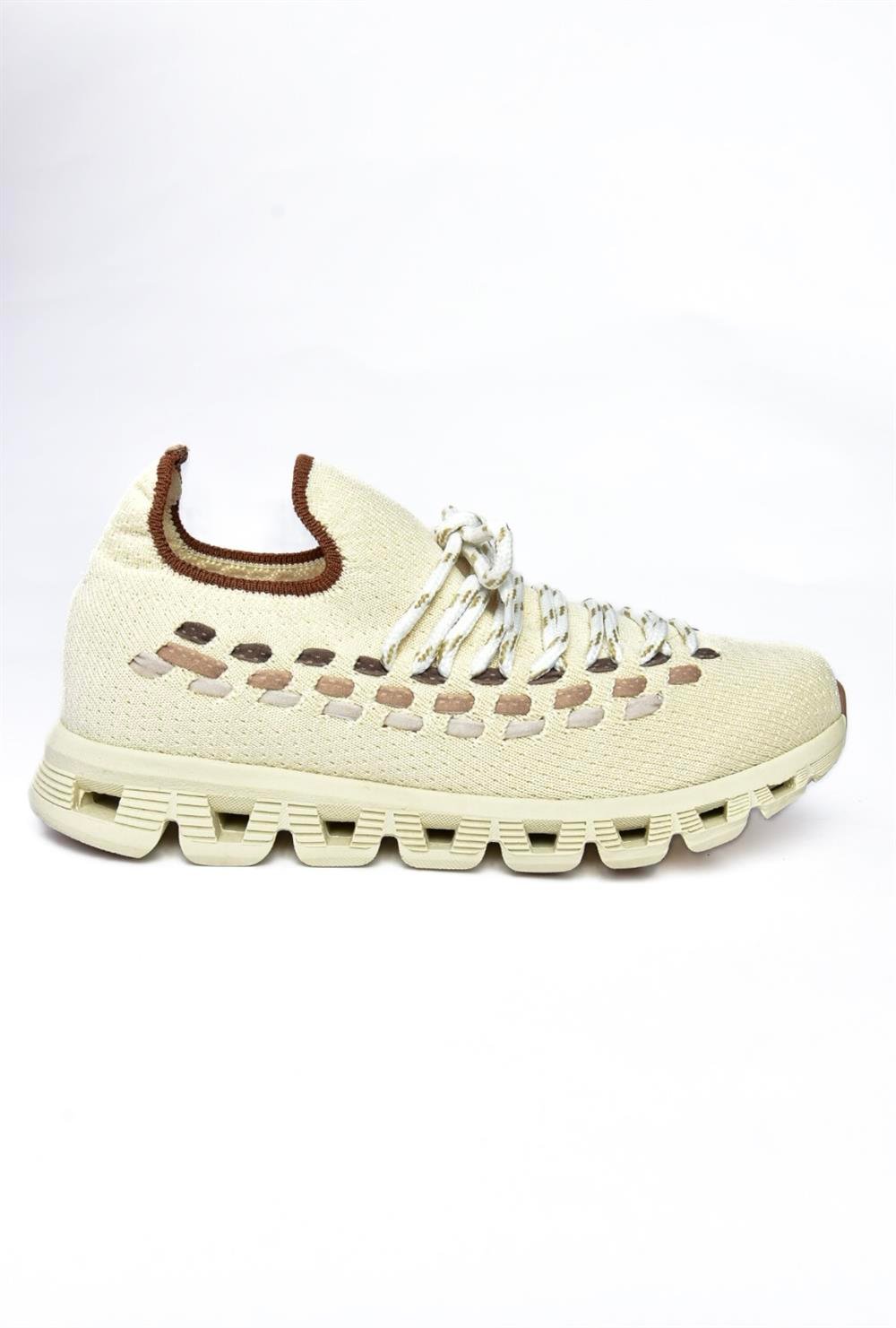 P751020104 Bej Kumaş Kadın Spor Ayakkabı Sneakers