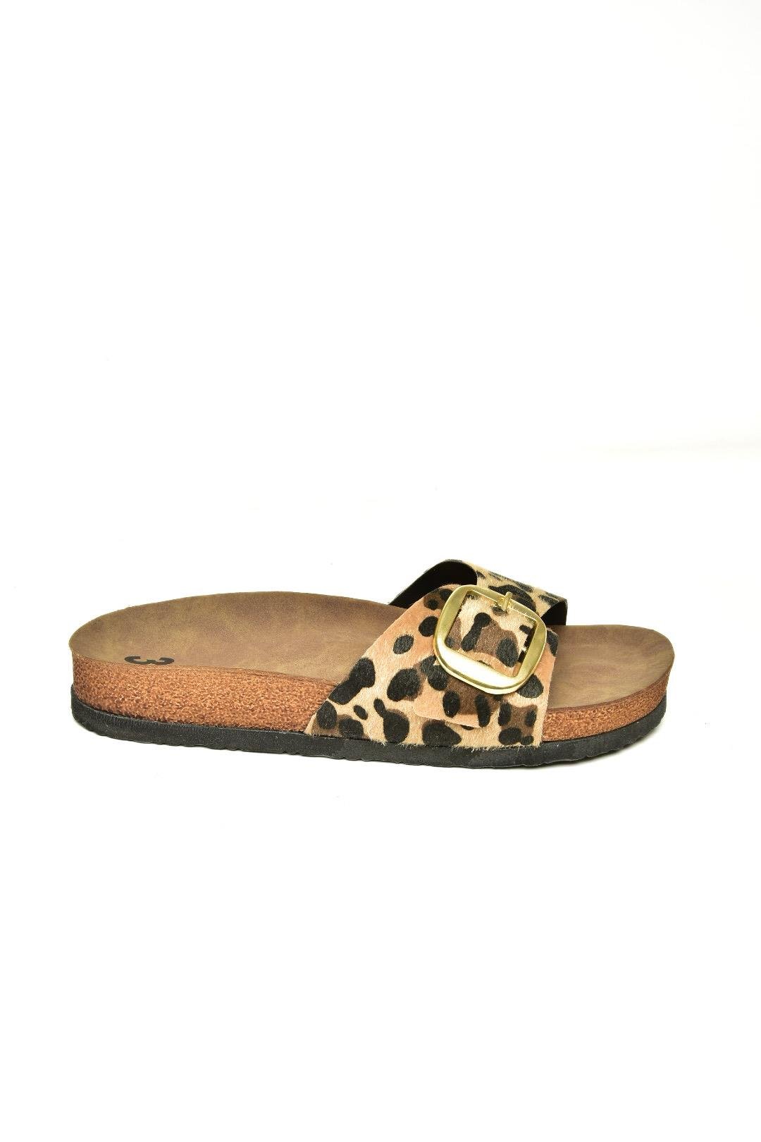 P777507202 Leopar Süet Günlük Kadın Terlik