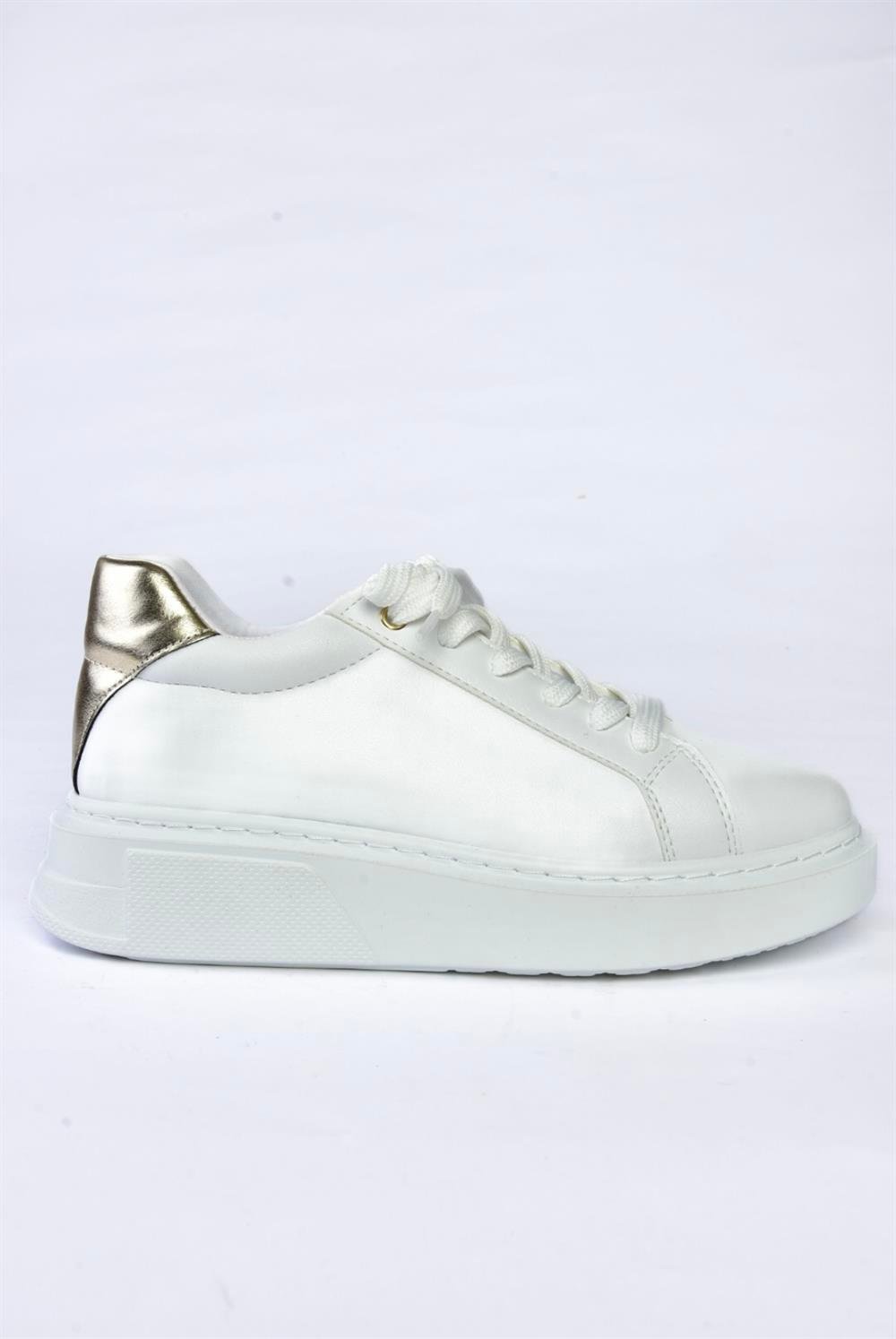 P848231409 Beyaz/Altın Kadın Spor Ayakkabı Sneakers