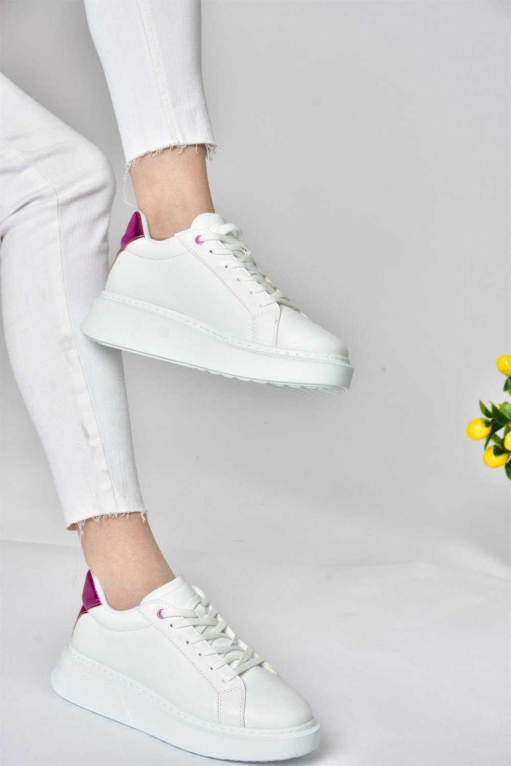 P848231409 Beyaz/Fuşya Kadın Spor Ayakkabı Sneakers