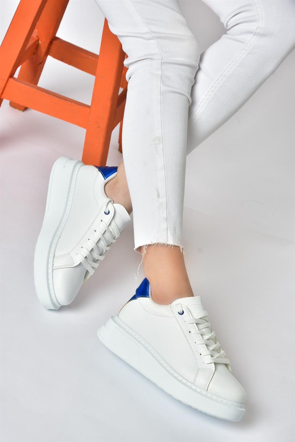 P848231409 Beyaz/Saks Mavi Kadın Spor Ayakkabı Sneakers