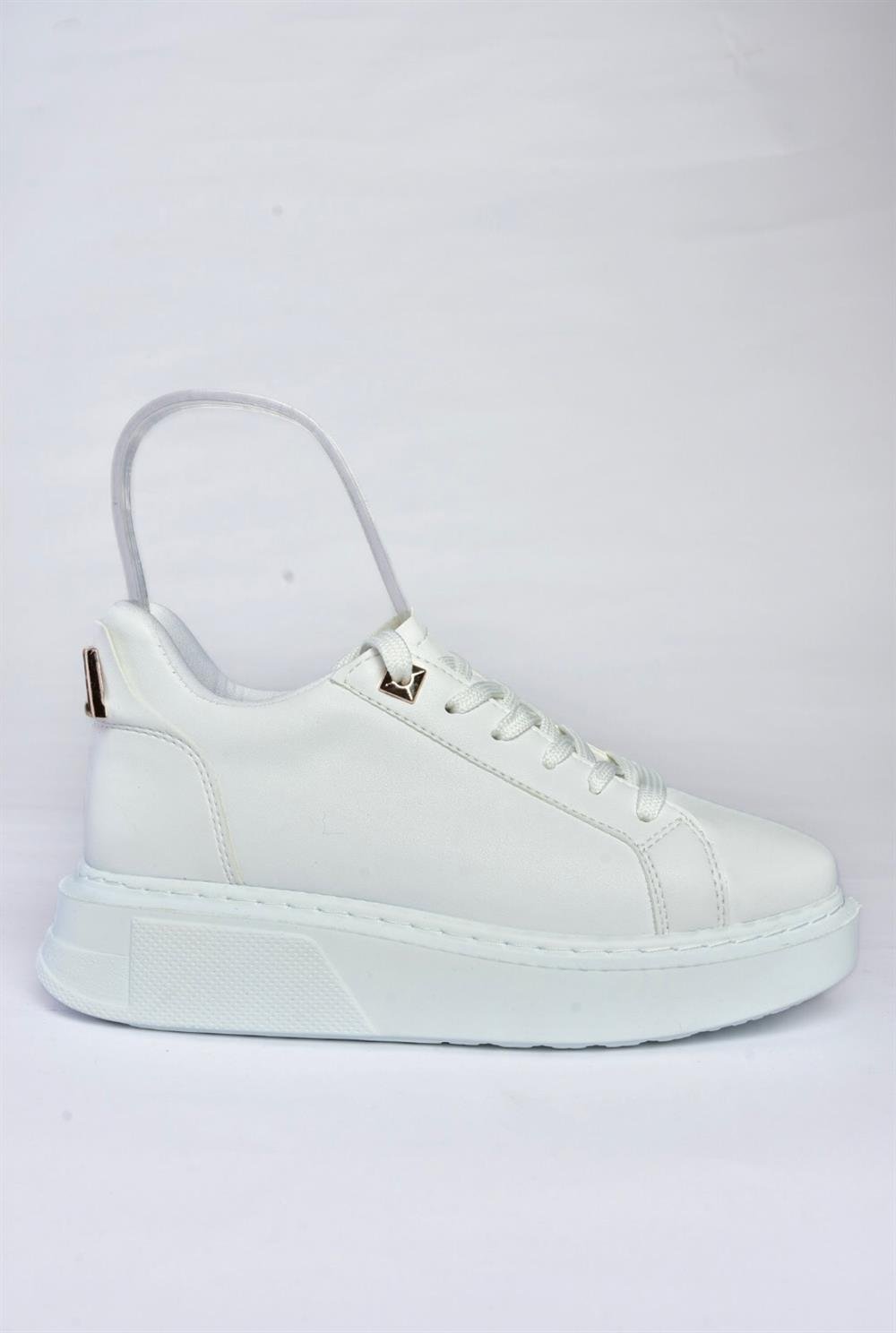 P848231609 Beyaz Kalın Tabanlı Kadın Spor Ayakkabı Sneakers