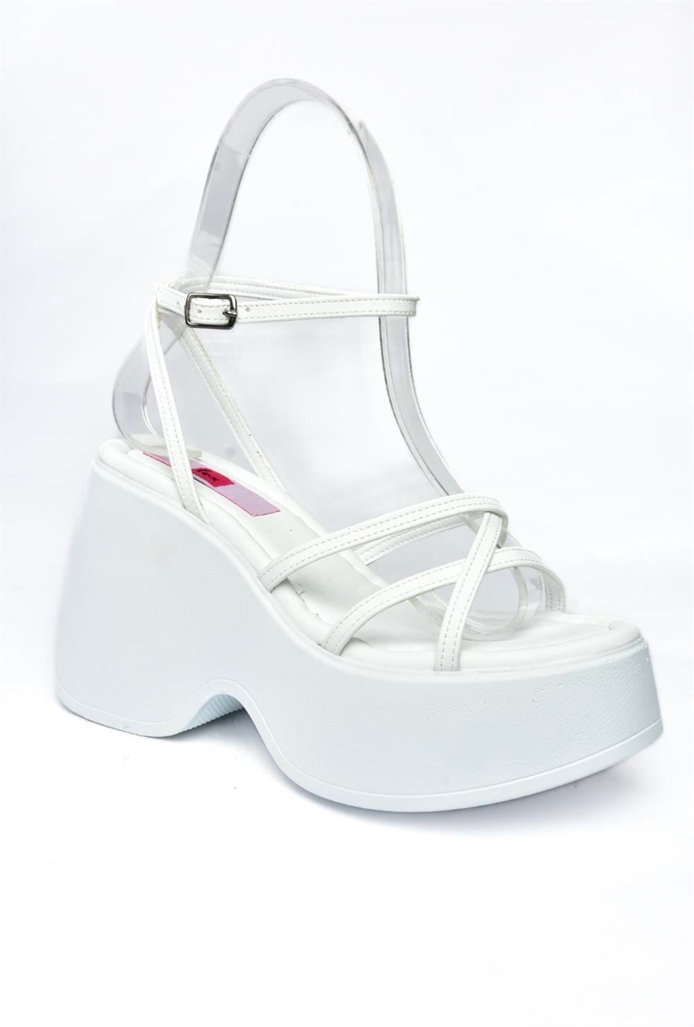 P973000609 Beyaz Dolgu Topuklu Kadın Ayakkabı