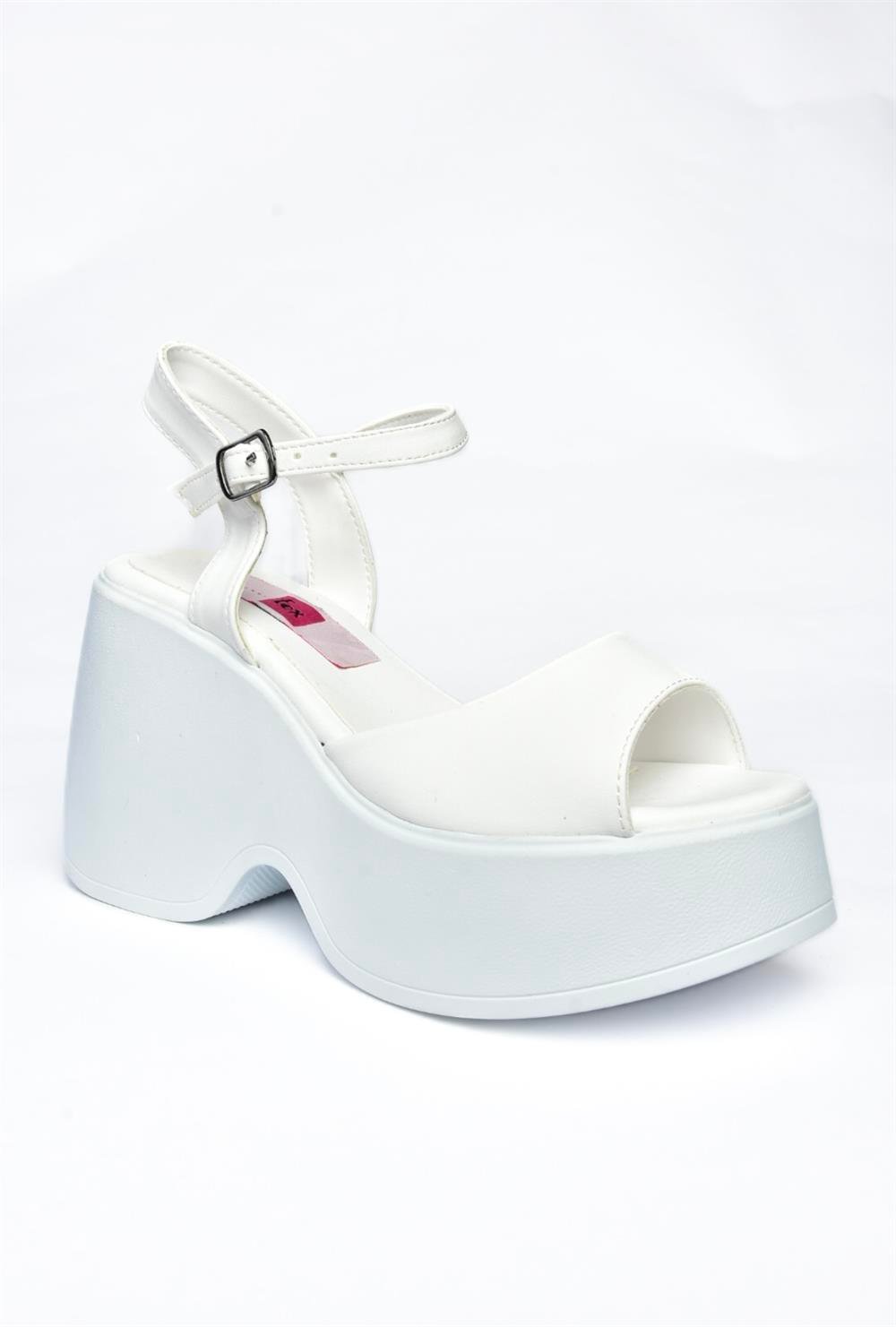 P973001009 Beyaz Dolgu Topuklu Kadın Ayakkabı