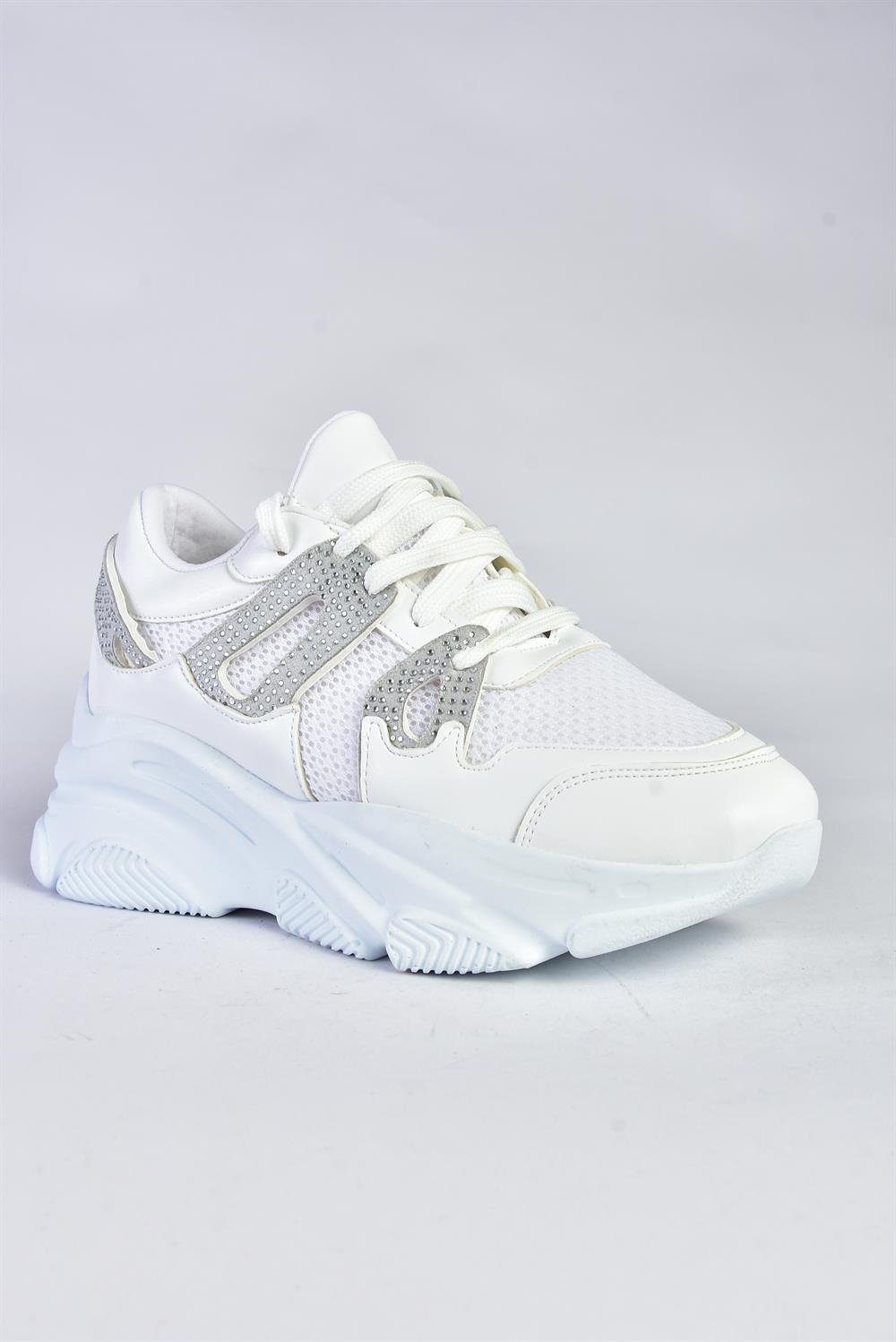 P973016509 Beyaz Kalın Tabanlı Sneakers Spor Ayakkabı