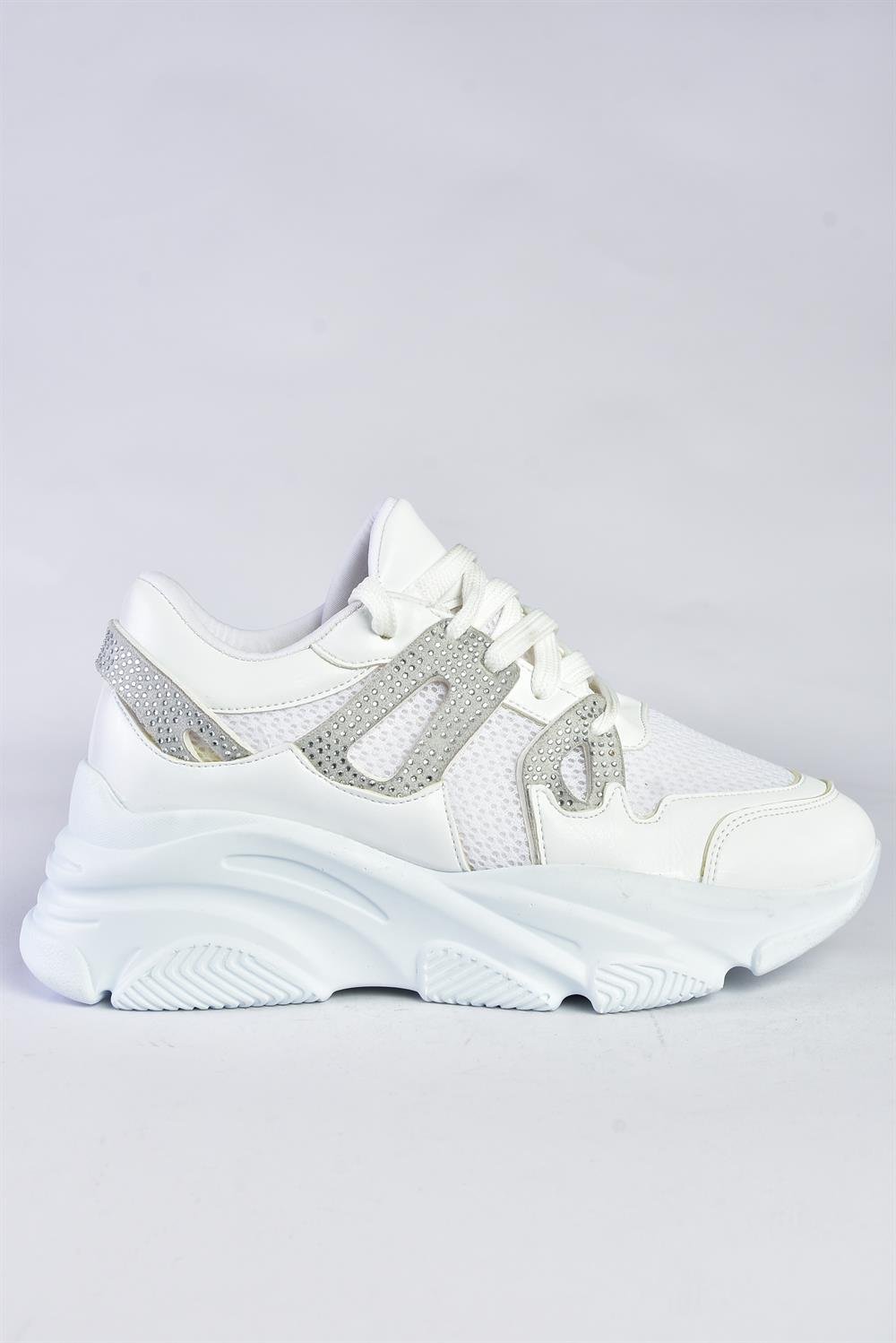 P973016509 Beyaz Kalın Tabanlı Sneakers Spor Ayakkabı