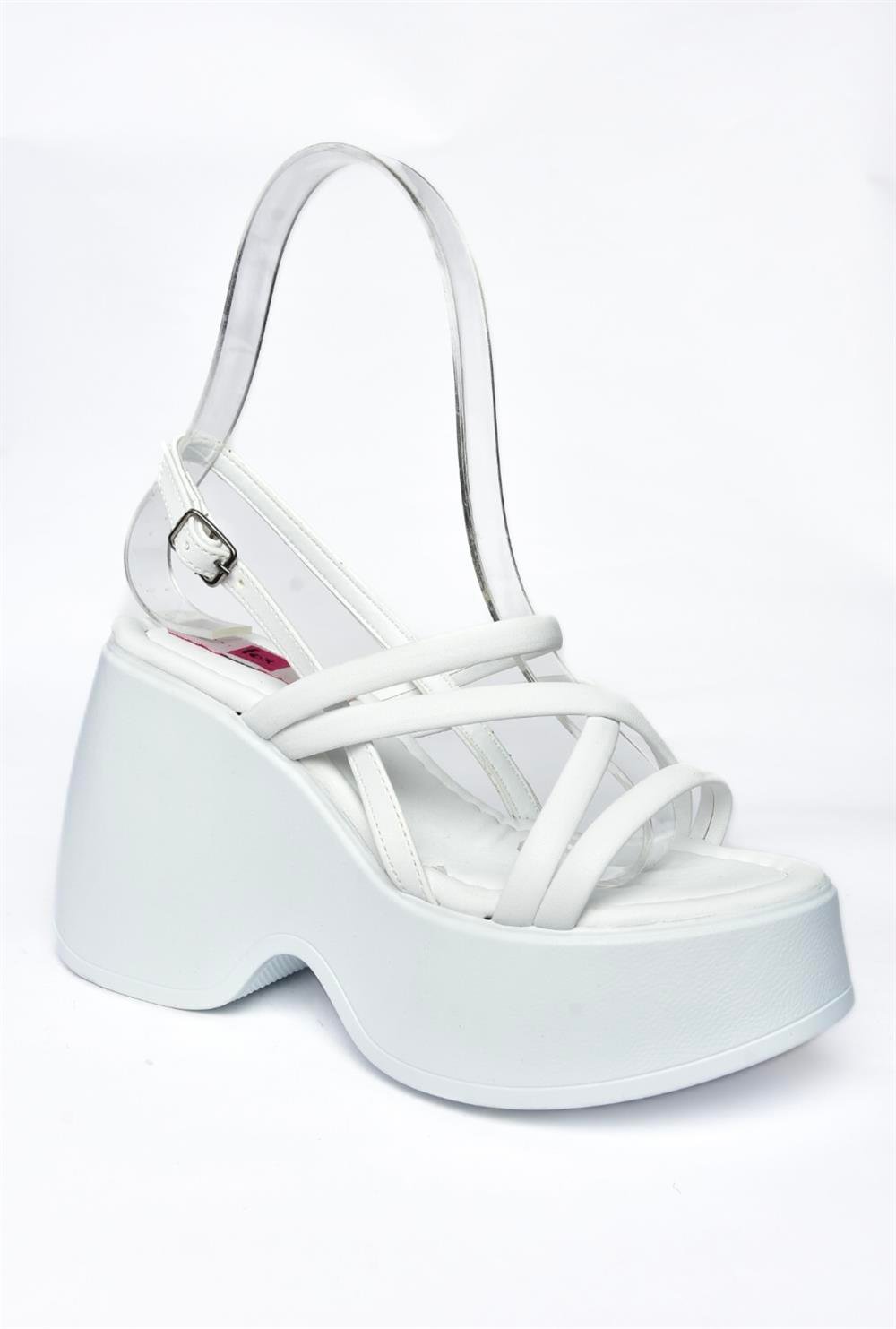 P973090409 Beyaz Dolgu Topuklu Kadın Ayakkabı