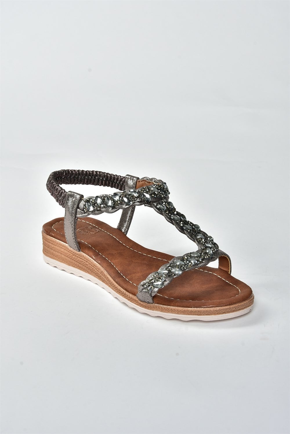 Platin Taşlı Günlük Kadın Sandalet M258314809