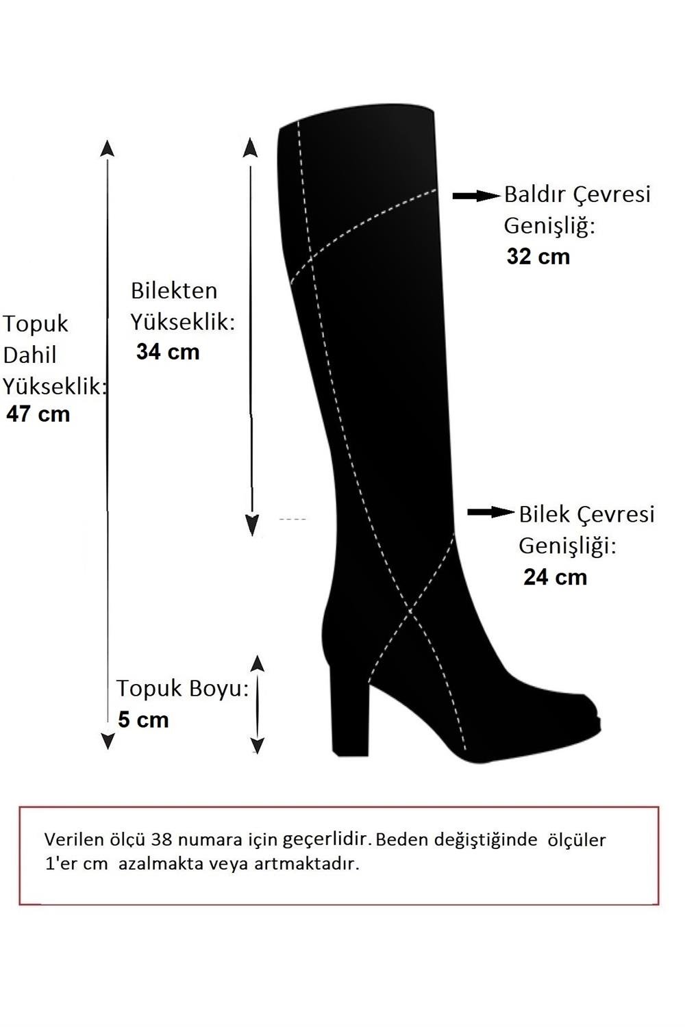 R272928209 Siyah Streç Deri Kadın Çizme