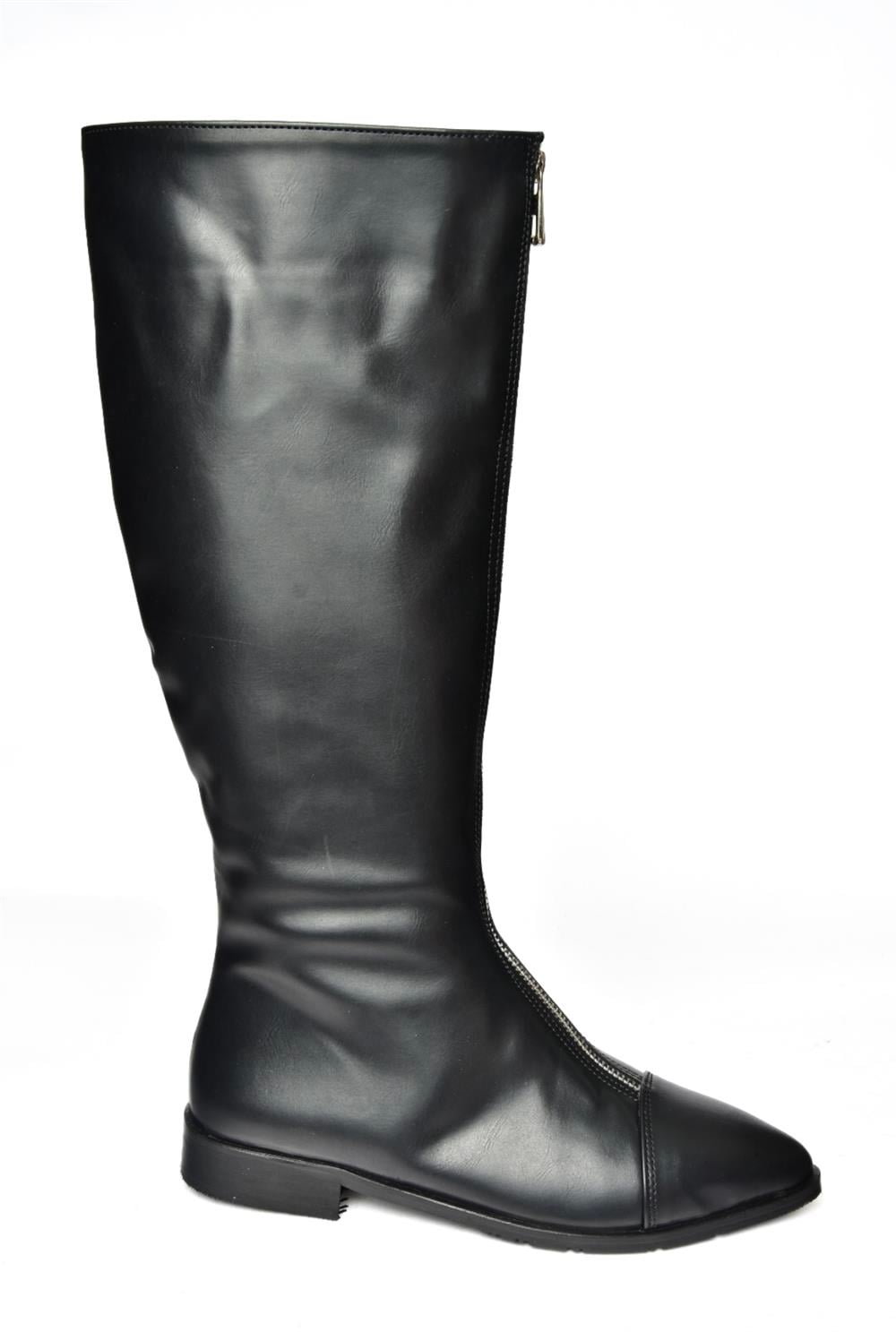 R272961609 Siyah Fermuarlı Kadın Çizme