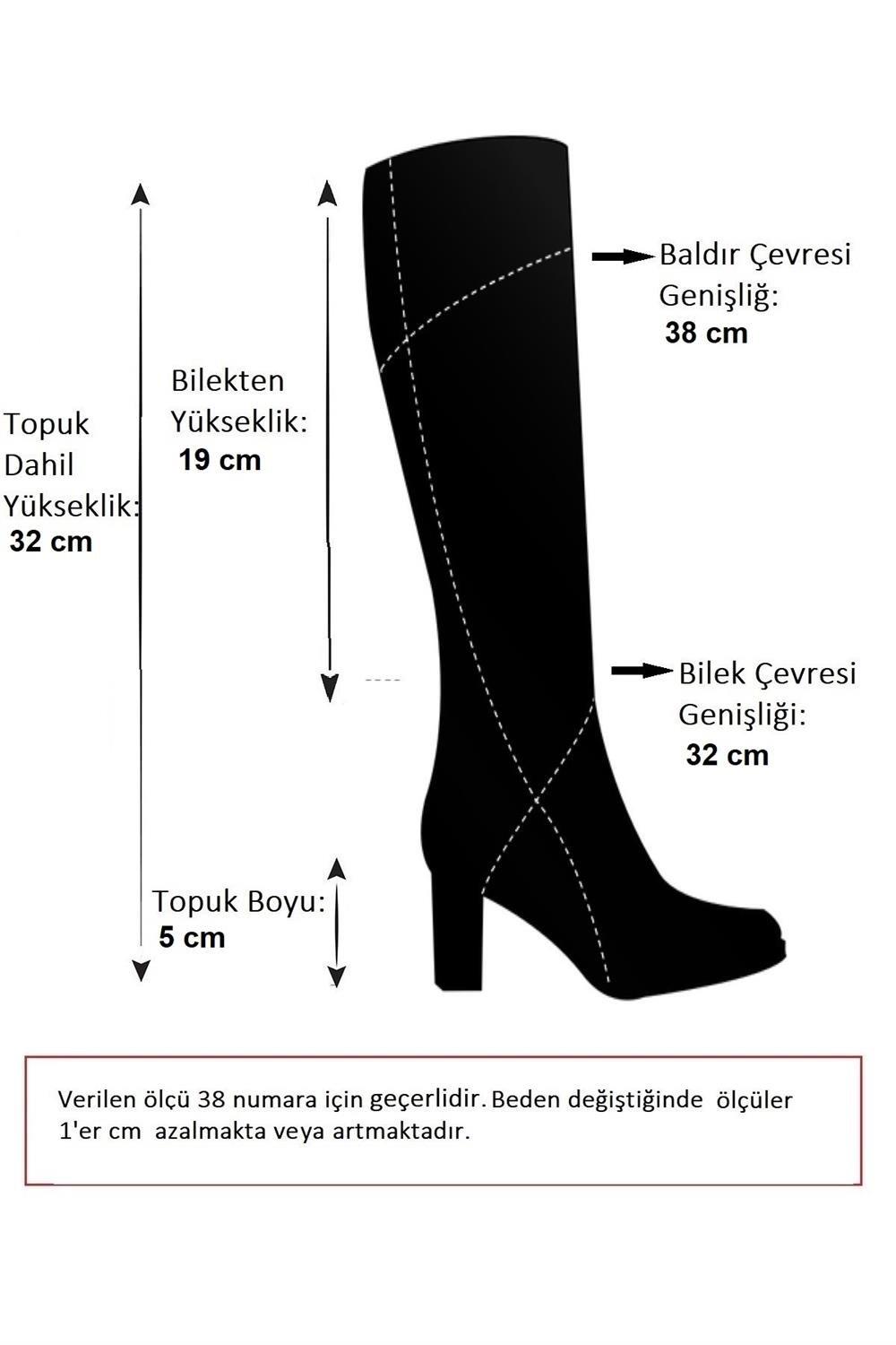 R280080509 Bej Alçak Topuklu Büzgülü Kadın Çizme